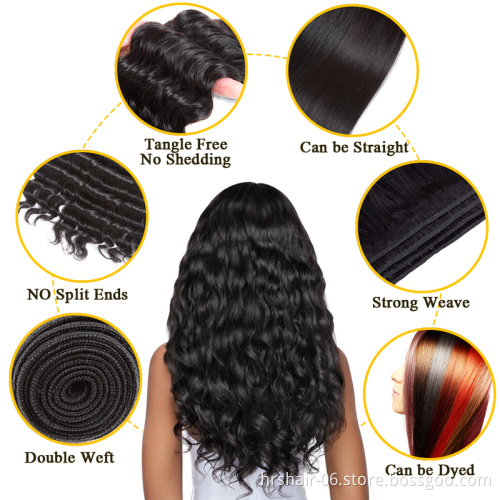 Brazilian loose deep wave hair weave loose wave Ear to Ear lace frontal with bundles
